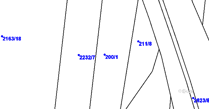 Parcela st. 200/1 v KÚ Litice u Plzně, Katastrální mapa