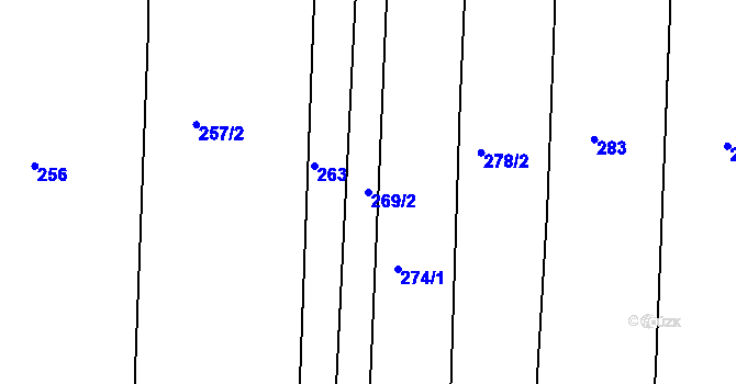 Parcela st. 269/2 v KÚ Litice u Plzně, Katastrální mapa