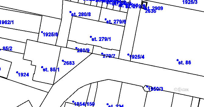 Parcela st. 279/7 v KÚ Litice u Plzně, Katastrální mapa