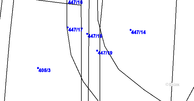 Parcela st. 447/19 v KÚ Litice u Plzně, Katastrální mapa