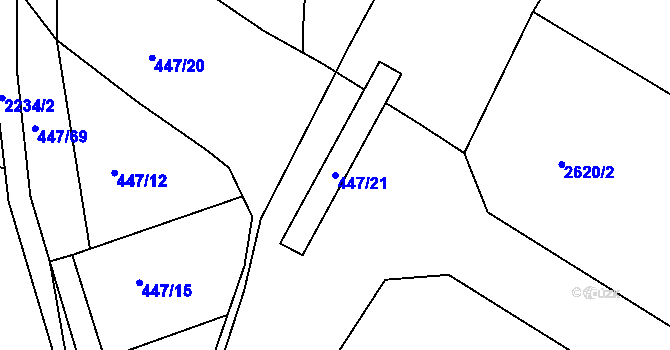 Parcela st. 447/21 v KÚ Litice u Plzně, Katastrální mapa