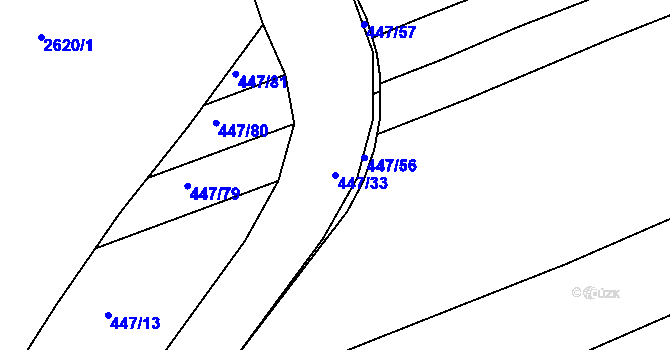 Parcela st. 447/33 v KÚ Litice u Plzně, Katastrální mapa