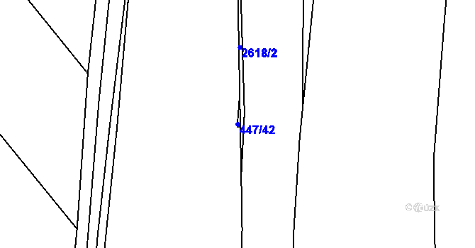 Parcela st. 447/42 v KÚ Litice u Plzně, Katastrální mapa