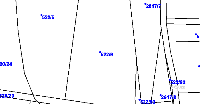 Parcela st. 522/9 v KÚ Litice u Plzně, Katastrální mapa