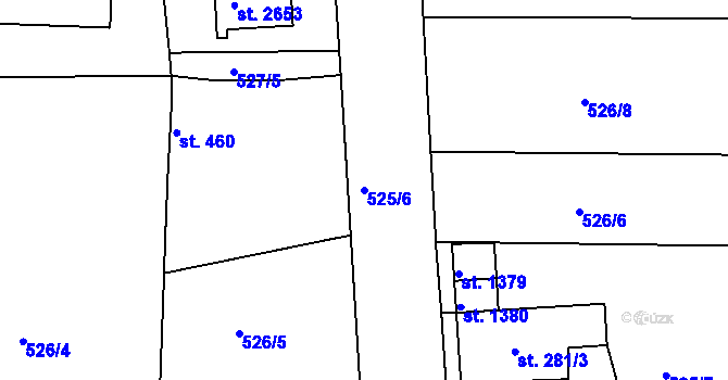 Parcela st. 525/6 v KÚ Litice u Plzně, Katastrální mapa