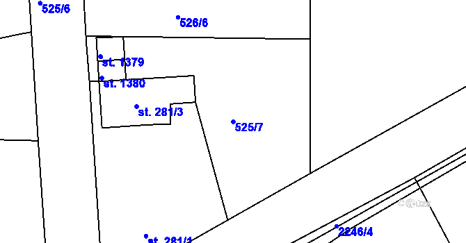 Parcela st. 525/7 v KÚ Litice u Plzně, Katastrální mapa