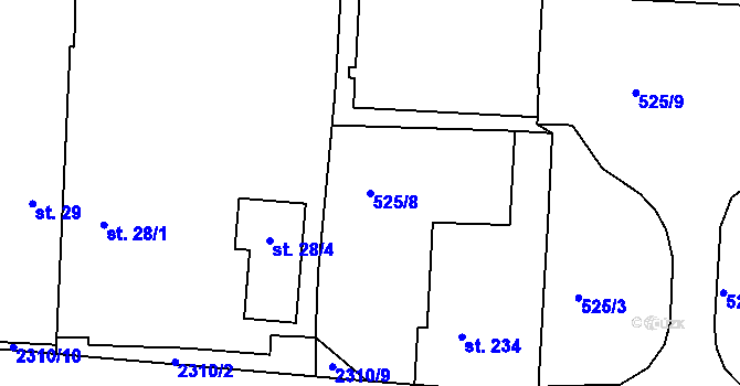 Parcela st. 525/8 v KÚ Litice u Plzně, Katastrální mapa