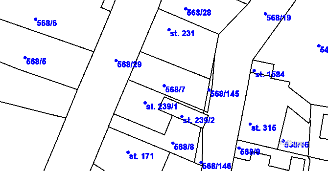 Parcela st. 568/7 v KÚ Litice u Plzně, Katastrální mapa
