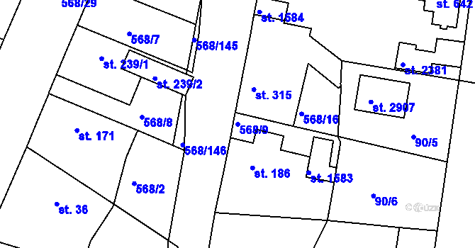 Parcela st. 568/9 v KÚ Litice u Plzně, Katastrální mapa