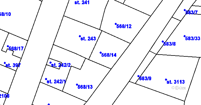 Parcela st. 568/14 v KÚ Litice u Plzně, Katastrální mapa