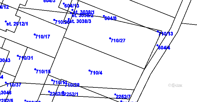 Parcela st. 710/4 v KÚ Litice u Plzně, Katastrální mapa