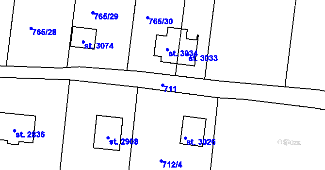 Parcela st. 711 v KÚ Litice u Plzně, Katastrální mapa