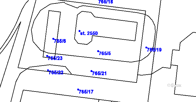 Parcela st. 765/5 v KÚ Litice u Plzně, Katastrální mapa
