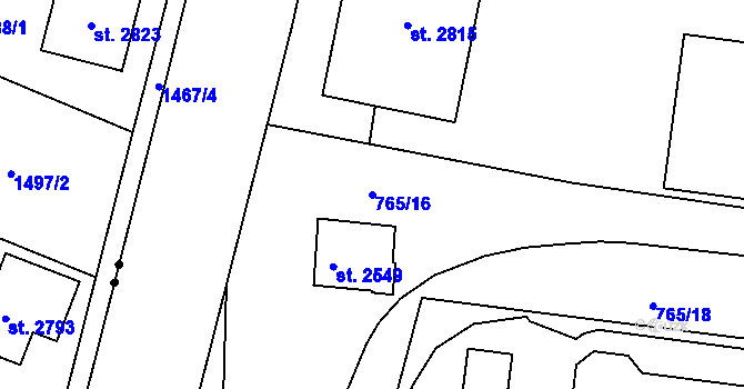 Parcela st. 765/16 v KÚ Litice u Plzně, Katastrální mapa