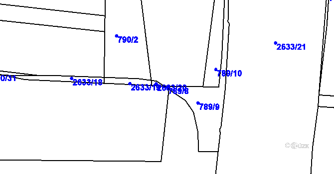 Parcela st. 789/8 v KÚ Litice u Plzně, Katastrální mapa