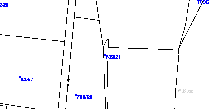 Parcela st. 789/21 v KÚ Litice u Plzně, Katastrální mapa