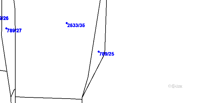 Parcela st. 789/25 v KÚ Litice u Plzně, Katastrální mapa