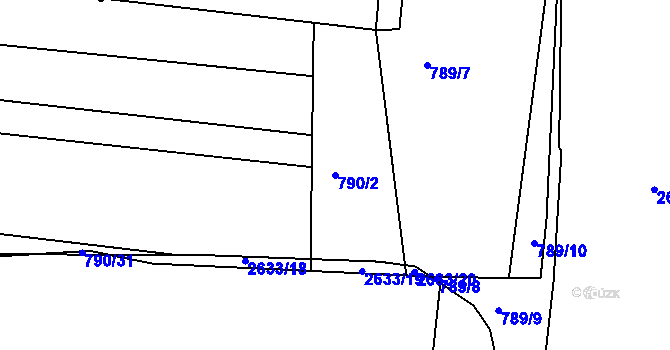Parcela st. 790/2 v KÚ Litice u Plzně, Katastrální mapa