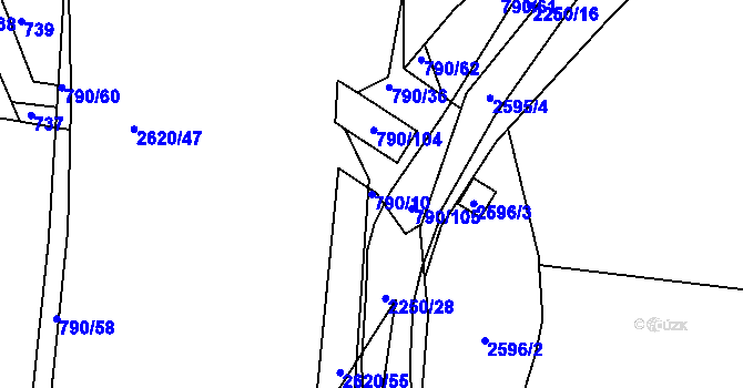 Parcela st. 790/10 v KÚ Litice u Plzně, Katastrální mapa
