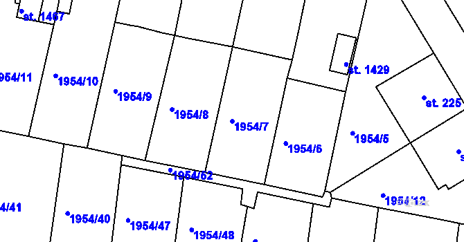 Parcela st. 1954/7 v KÚ Litice u Plzně, Katastrální mapa