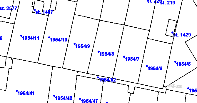 Parcela st. 1954/8 v KÚ Litice u Plzně, Katastrální mapa