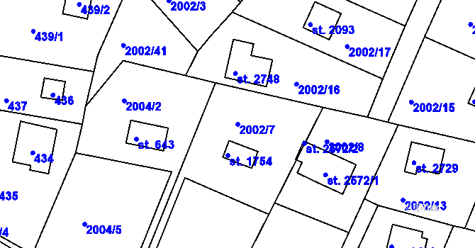Parcela st. 2002/7 v KÚ Litice u Plzně, Katastrální mapa