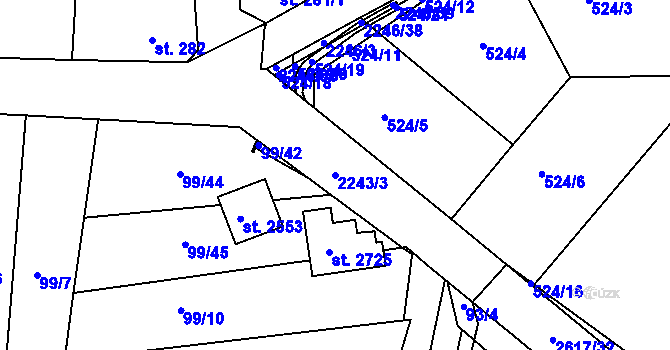 Parcela st. 2243/3 v KÚ Litice u Plzně, Katastrální mapa