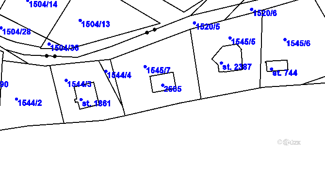 Parcela st. 2665 v KÚ Litice u Plzně, Katastrální mapa