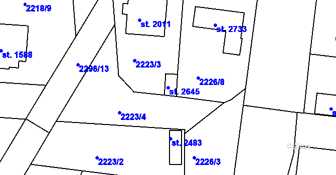 Parcela st. 2645 v KÚ Litice u Plzně, Katastrální mapa