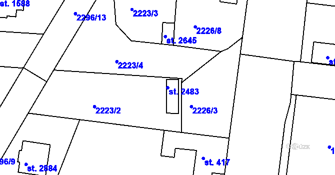 Parcela st. 2483 v KÚ Litice u Plzně, Katastrální mapa