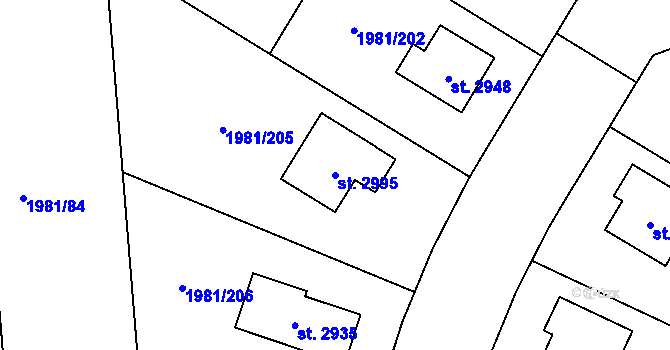 Parcela st. 2995 v KÚ Litice u Plzně, Katastrální mapa