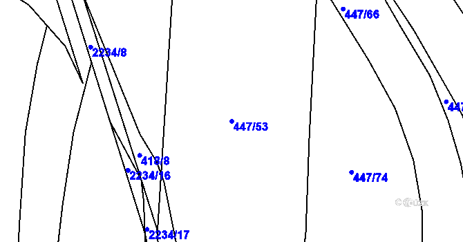 Parcela st. 447/53 v KÚ Litice u Plzně, Katastrální mapa
