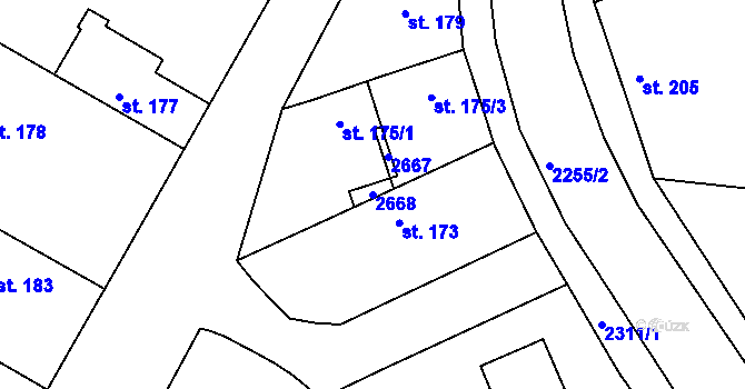 Parcela st. 2668 v KÚ Litice u Plzně, Katastrální mapa