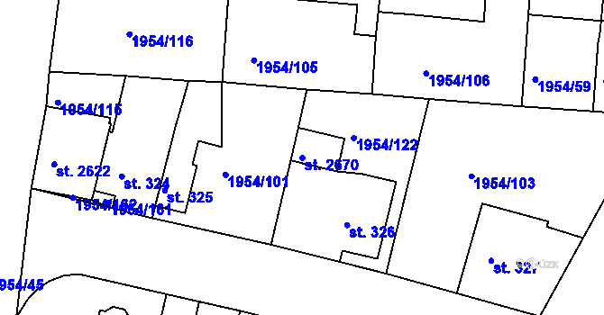 Parcela st. 2670 v KÚ Litice u Plzně, Katastrální mapa