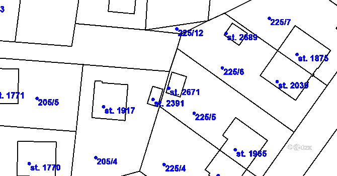 Parcela st. 2671 v KÚ Litice u Plzně, Katastrální mapa