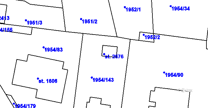 Parcela st. 2676 v KÚ Litice u Plzně, Katastrální mapa