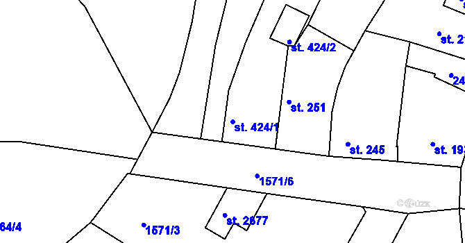 Parcela st. 424/1 v KÚ Litice u Plzně, Katastrální mapa