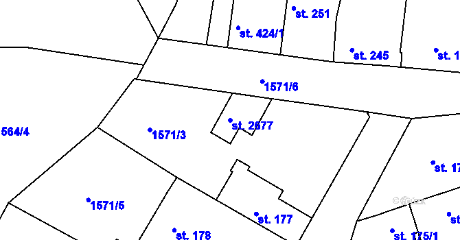 Parcela st. 2677 v KÚ Litice u Plzně, Katastrální mapa