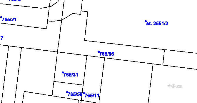 Parcela st. 765/56 v KÚ Litice u Plzně, Katastrální mapa