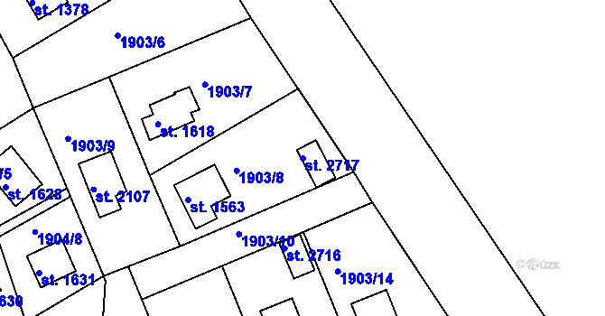 Parcela st. 2717 v KÚ Litice u Plzně, Katastrální mapa