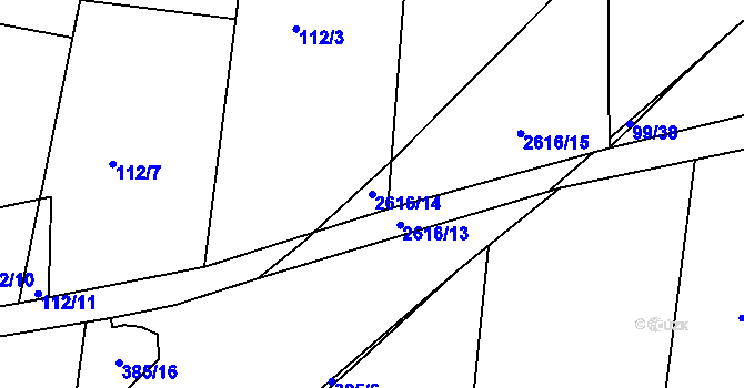Parcela st. 2616/14 v KÚ Litice u Plzně, Katastrální mapa