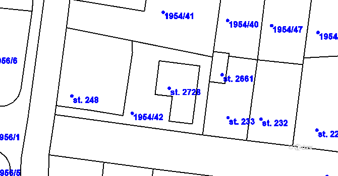 Parcela st. 2728 v KÚ Litice u Plzně, Katastrální mapa
