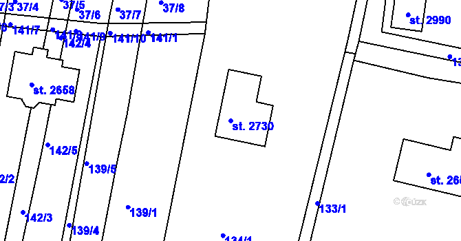 Parcela st. 2730 v KÚ Litice u Plzně, Katastrální mapa
