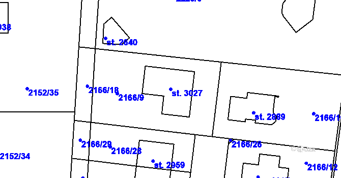 Parcela st. 3027 v KÚ Litice u Plzně, Katastrální mapa