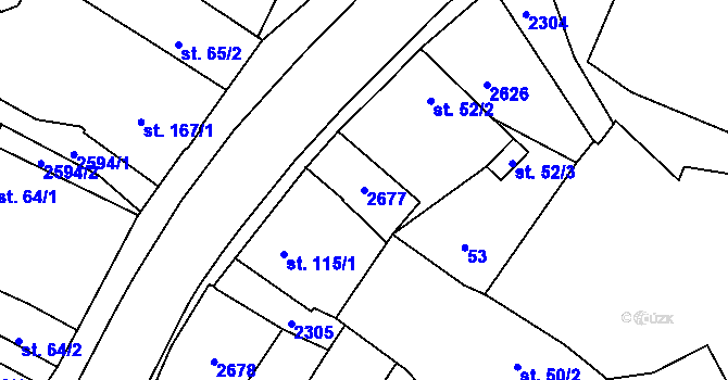 Parcela st. 2677 v KÚ Litice u Plzně, Katastrální mapa