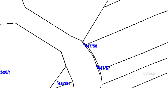 Parcela st. 447/58 v KÚ Litice u Plzně, Katastrální mapa