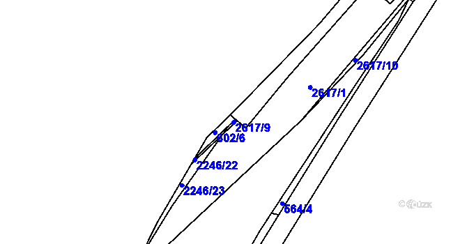 Parcela st. 2617/9 v KÚ Litice u Plzně, Katastrální mapa