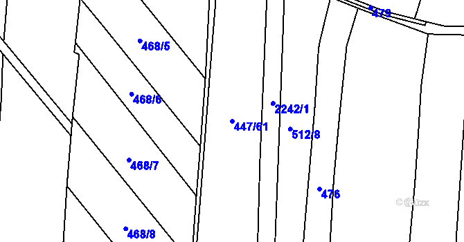 Parcela st. 447/61 v KÚ Litice u Plzně, Katastrální mapa