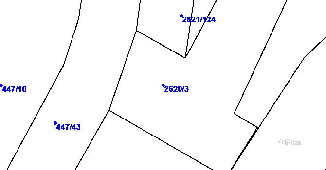 Parcela st. 2620/3 v KÚ Litice u Plzně, Katastrální mapa