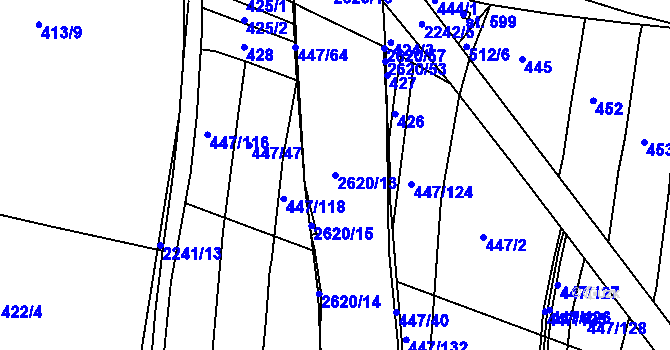 Parcela st. 2620/13 v KÚ Litice u Plzně, Katastrální mapa